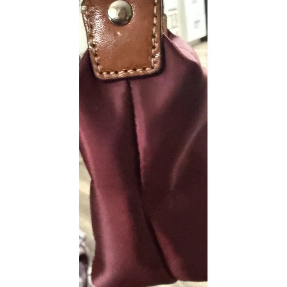 Coach chelsea mini Tote Purse Nylon Maroon with Brown 10x5